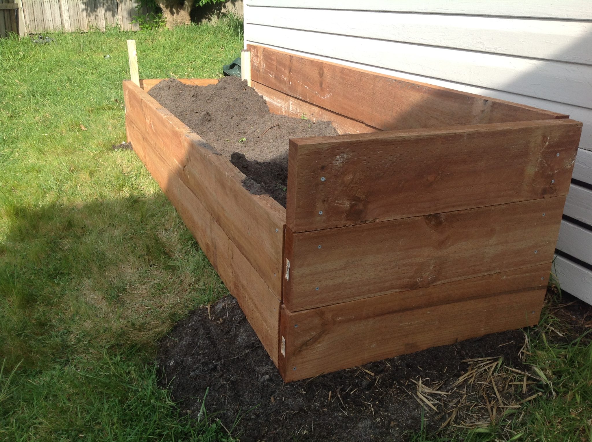 partially complete raised garden bed
