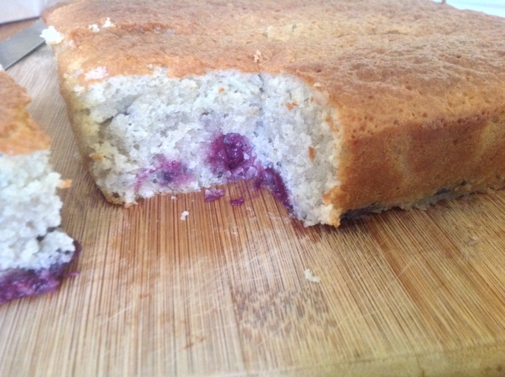 completed cherry almond cake
