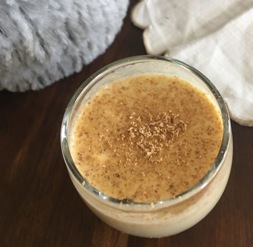 small glass of eggnog with duck eggs recipe