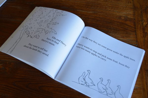 Colouring book geese apple tree eco friendly recycled